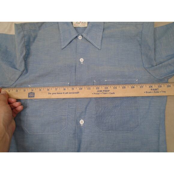 vintage KING KOLE work shirt CHAMBRAY lightweight denim L blue WESTERN cowboy - Picture 6 of 12